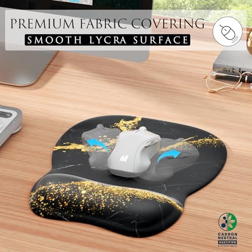 MROCO Ergonomic Mouse Pad with Gel Wrist Rest, 9.4 x 8.1 in, Black Gold