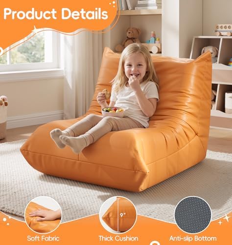 Hobestluk Kids Bean Bag Chair Small Beanbag Couch with Leather Fabric
