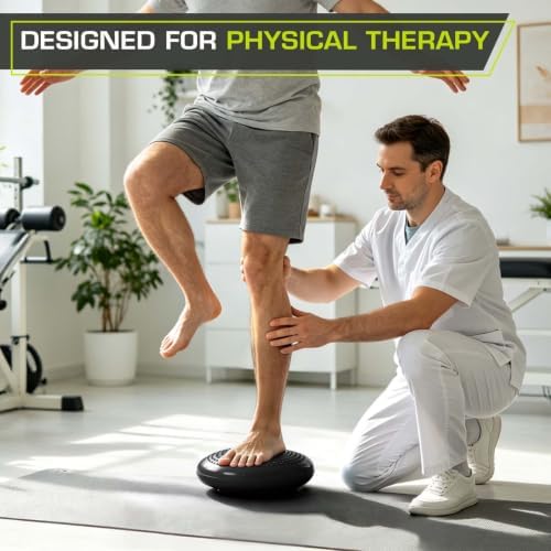 ProsourceFit Core Balance Disc, Inflatable Wobble Cushion with Hand Pump, Dual-Textured Non-Slip Surface for Core, Balance, and Stability Training, 14-inch