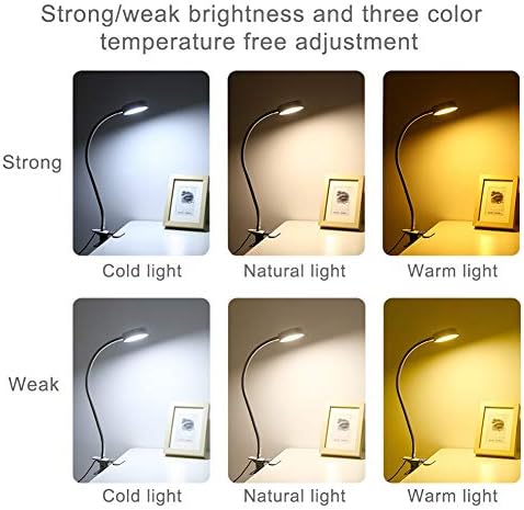 Office Table Lamp Adjustable Eye Protection Reading Table Light, Led Clip Desk Light, USB Connection, Reading Light and Eye Protection Table Lamp for Bedside, Office, Bedroom (White)