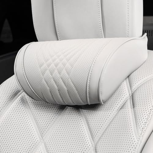 Car Headrest Memory Foam Neck Pillow for Driving Off-White 1 Pack