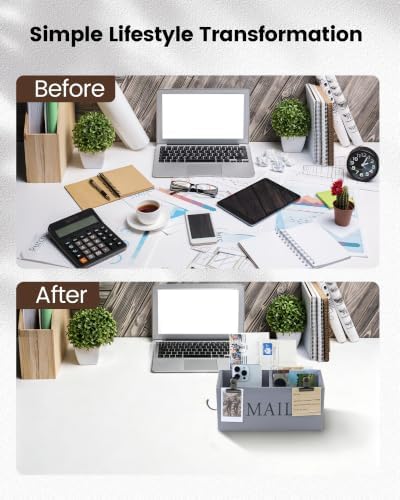 DLQuarts Solid Wood Mail Organizer Countertop or Wall Mounted, Weather Gray