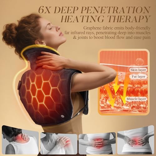 UTK 6X Far Infrared Heating Pad for Neck Shoulders and Back, 30S Fast Heat