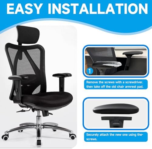 Office Chair Arm Replacement,Gaming Chair Replacement Armrest Arm Pads Universal 4" Mounting Hole Parts(Set of 2) Black