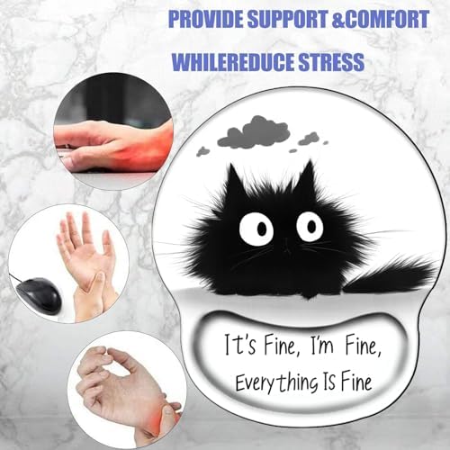 I am Fine Mouse Pad with Wrist Support Gel Mousepad Wrist Rest Ergonomic Mouse Mat Gaming Cushion Mouse Pads for Computer Office Work Women Men Kids