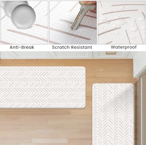 KIMODE Anti Fatigue Kitchen Mat,Cushioned Kitchen Rugs Sets of 2 Non Slip