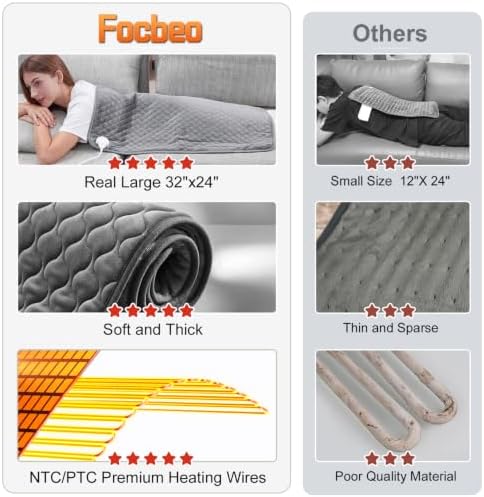 Focbeo King Size Heating Pad for Back 32"x24" Extra Large Heat Pad