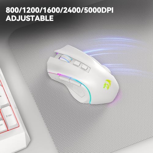 Redragon S101M-WS Gaming Keyboard and Mouse Wireless with 3-Mode (White)