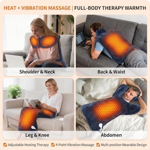 Massaging Heating Pad for Neck and Shoulders and Back, Gifts for Mom Dad