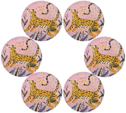 ALAZA Leopard Stretching Out Round Placemats Set of 4