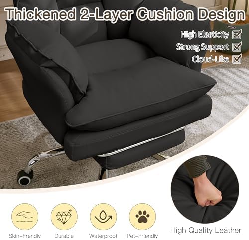 JOMEED Cloud Cross Legged Office Chair with Footrest and Flip Armrest,Black