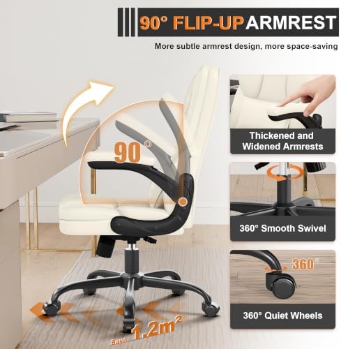Executive Office Chair Flip Up Arms Lumbar Support Home Office Desk Chair