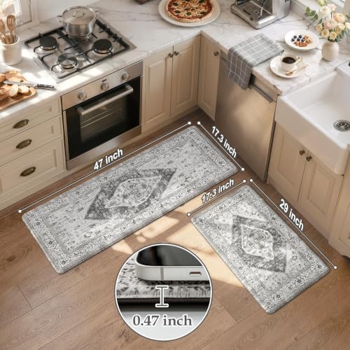 KIMODE Kitchen Rugs and Mats for Floor 2 Piece Anti Fatigue Kitchen Mats