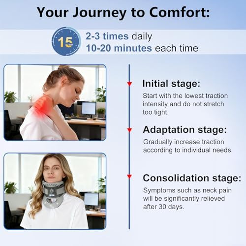 Cervical Traction Device, Neck Stretcher Cervical Traction, Adjustable Neck Braces for Pain Relief, Neck Decompression Device for Improved Spine Alignment