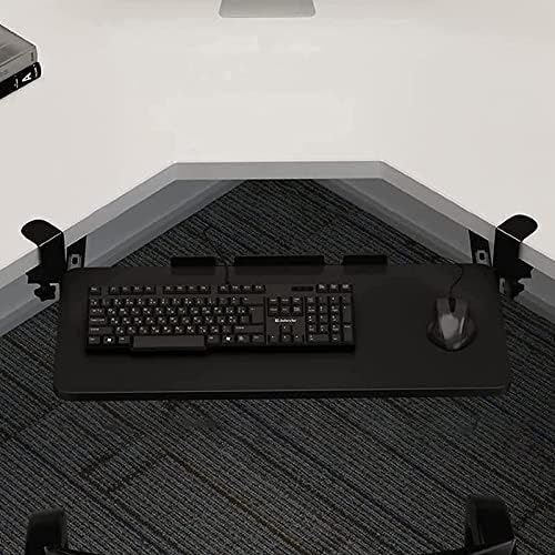Slide Out Swivel Computer Keyboard Stand, Under Desk Adjustable Keyboard Tray with C Clamp, Home or Office Ergonomic Keyboard Shelf(65x25cm(25.6x9.8), Black)