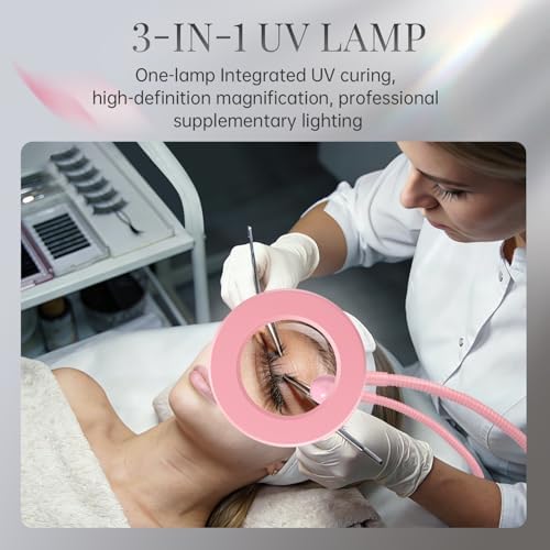 krofaue UV Nail Lamp with 6X Magnifier, 4 Brightness, Dual Light Mode
