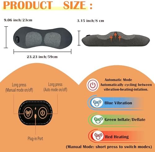 3-in-1 Back Restore Massage Pillow with Heat, Vibration & Support, Ergonomic Triple Fusion Massager, Sciatica & Lower Back Pain Relief (Used plugged in, Without Battery Charging)