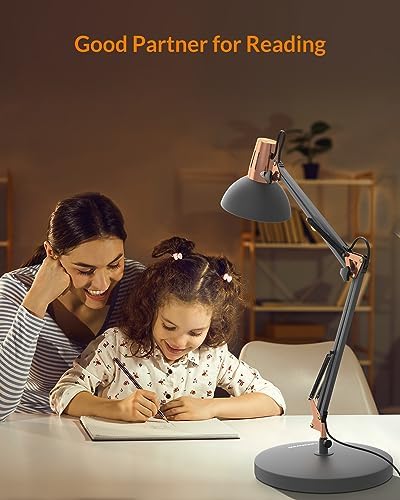 LEPOWER Metal Adjustable Desk Lamp with Clamp, Swing Arm for Home Office