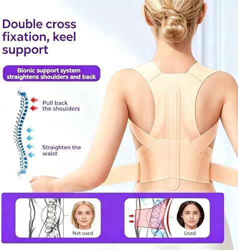 Posture Corrector for Women, Invisible Lightweight Adjustable Back Brace for Upper and Lower Back Pain Relief (Small)