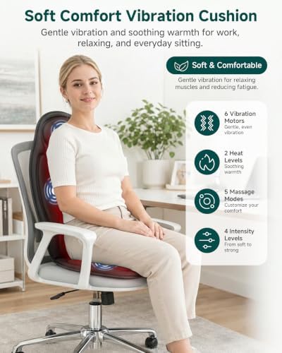 Snailax Back Massager with Heat, Memory Foam Chair Massage Pad