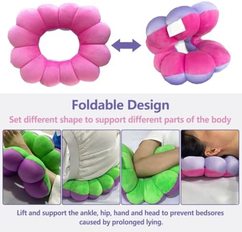 Bed Sore Cushion for Pressure Relief, Donut Pillow for Sitting Sleeping, Flower Positioning Pillow for Ear, Elbow, Leg Support, Desk Nap Pillow for Office, Home, Travel (Navy Blue & Grey)