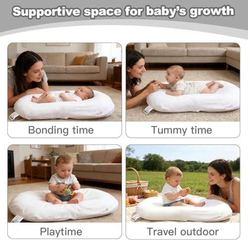 Baby Lounger Oversized 0-24 Months, Home and Travel Infant Cushion-White