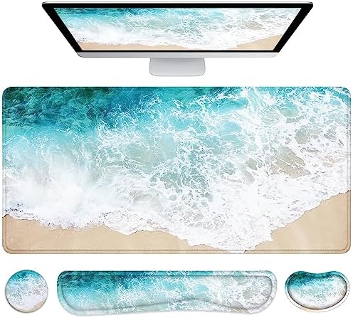 Large Mouse Pad with Wrist Rest, 4-in-1 Wrist Rest for Keyboard and Mouse