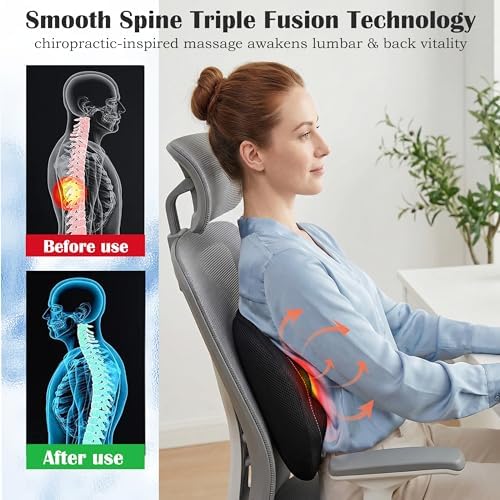 3-in-1 Back Restore Massage Pillow with Heat, Vibration & Support, Ergonomic Triple Fusion Massager, Sciatica & Lower Back Pain Relief (Used plugged in, Without Battery Charging)