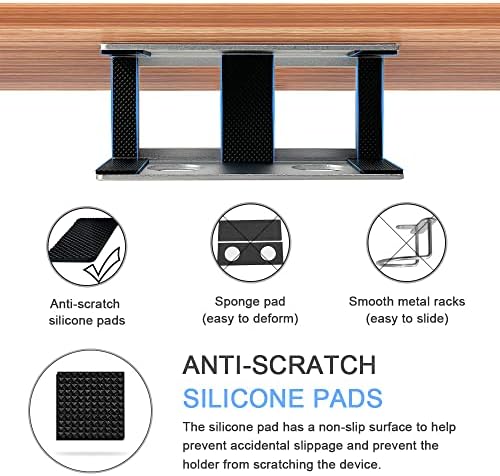 IFCASE Under Desk Laptop Mount, Metal Under Desk Shelf Holder for Laptop, Mac mini, MacBook, Keyboard with Anti-Scratch Silicone (Silver)