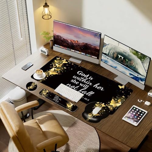 Desk Mat Set Keyboard and Mouse Pad with Wrist Rest Support