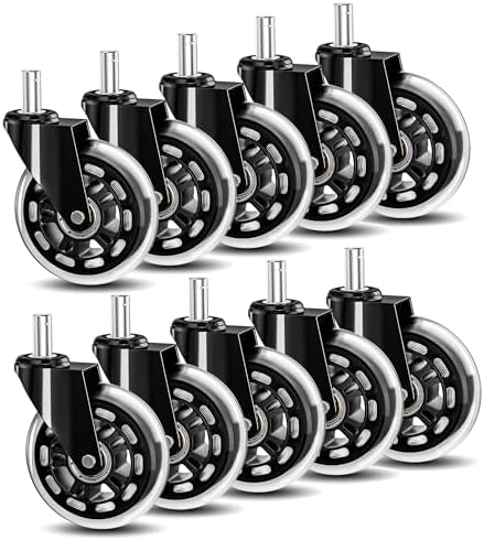 Office Chair Caster Wheels Replacement 3 Inch Roller Blade, 10 Packs