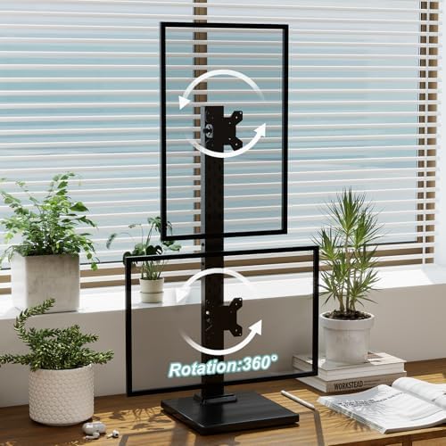 Suptek Dual Monitor Stand Vertical Stack Free-Standing Riser