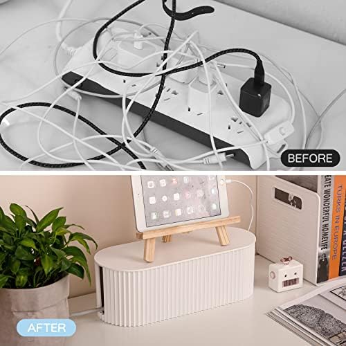 FABROK Cable Management Box, Plastic Cord Hider Box, Small, White