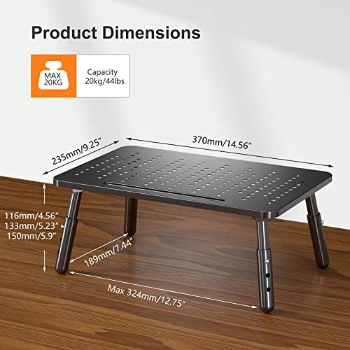 Bracwiser Foldable Monitor Riser Metal Computer Stand for Desk 3 Height Adjustable Laptop Stand with Pen Storage, MST013