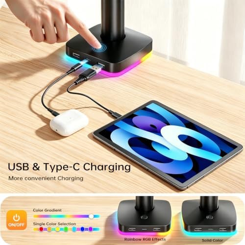 Afaloona RGB Monitor & Laptop Stand with USB Hub, Charging & Data Transfer