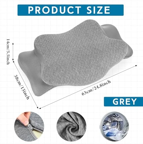 HunnmingRe Pillow Case for Cervical Neck, Gray, Queen Size