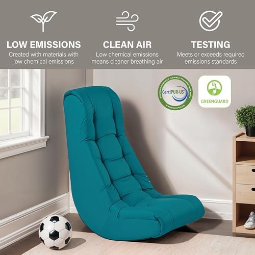 FDP Tufted Floor Rocker for Kids, Teens and Adults Comfortable, Ergonomic Chair for Reading, Playing Video Games, or Watching TV - Teal, 10488-TL