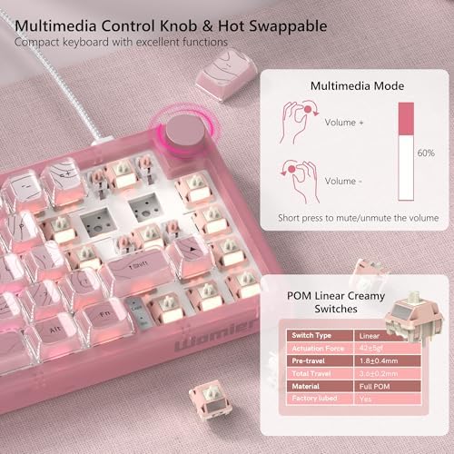 Womier 60% Percent Keyboard Pink Mechanical QMK/VIA Gaming Keyboard
