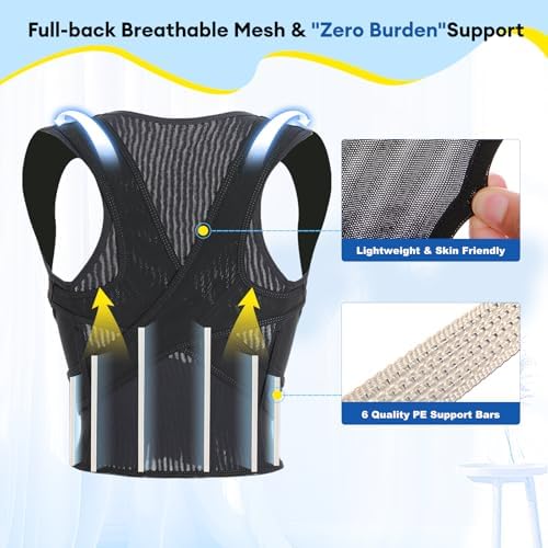 babaka Posture Corrector for Kids, Adjustable Full Back Support, Back Brace for Upper and Lower Back Pain Relief, Scoliosis, Dowagers Hump, Hunchback, Thoracic, Spine Corrector，Small