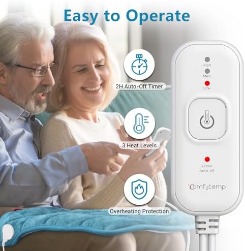Comfytemp Weighted Heating Pad for Back & Period, FSA Eligible, 17x33, Blue