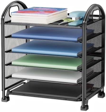 Simple Trending 6-Tier Paper Tray Organizer, File Organizer for Desk, Black
