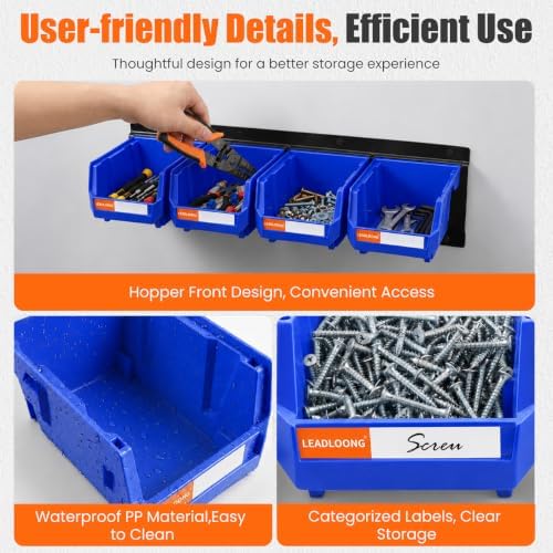 16pc Wall-Mounted Storage Organizer Set with Metal Rails Blue