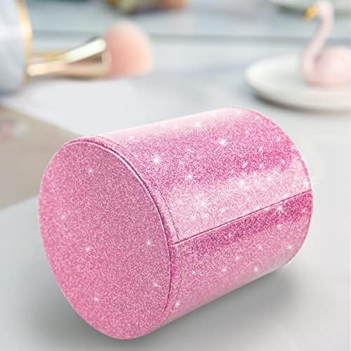 Glitter Pen Holder for Desk, Cute Pencil Cup Pink for Women Girls, Luxury Makeup Brush Holder Large Pu Leather Multi-Functional Organizer Cup for Office, Classroom, Home, Glitter Pink