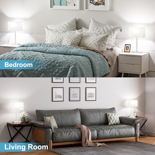 Hong-in Lamps for Nightstand Set of 2, Lamp for Bedroom Living Room White
