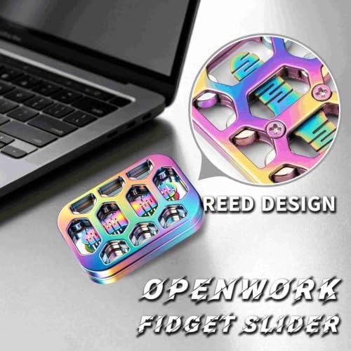 Fidget Toys Adults Openwork Design Metal Fidget Slider EDC Fidget Toys Adults Decompression Desk Toys to Relief Anxiety and Stress for ADD, ADHD & Autism (Vibrant Colors)
