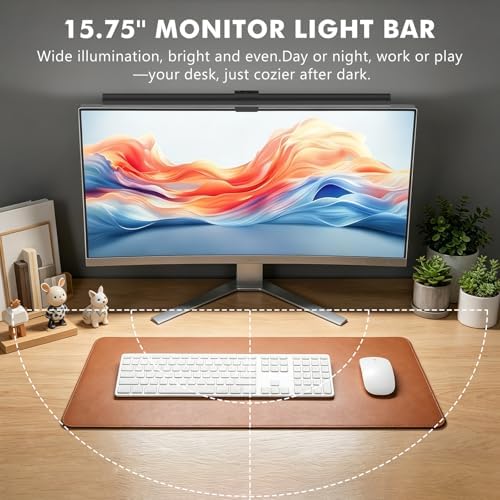 Monitor Light Bar, Eye-Care USB Computer Monitor Lamp for Home Office Gaming, 15.7'' Ultrawide LED Light, 3 Color Temperatures Stepless Dimming Screen Bar