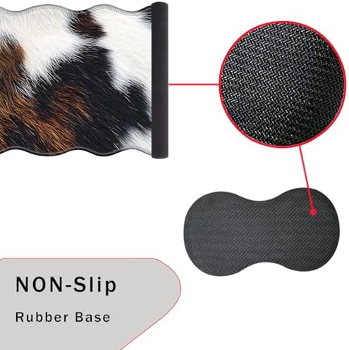 Mouse Pad with Wrist Support + Desk Mat + Coaster 3 in 1 Set, XL Large Gaming Mousepad Ergonomic Mouse Pads for Desk Computer Laptop Office,Cute Cowhide Brown Black Cow