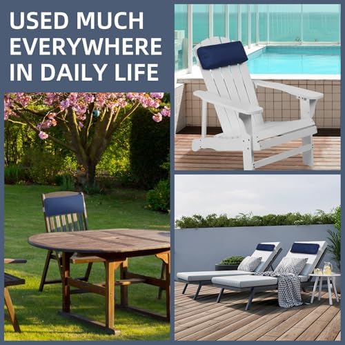 Headrest Pillow for Patio Chaise Lounge Chair, Outdoor Chaise Pillows with Adjustable Elastic Stripe Head Resting Pillows for Recliner Office Chair, Dark Blue