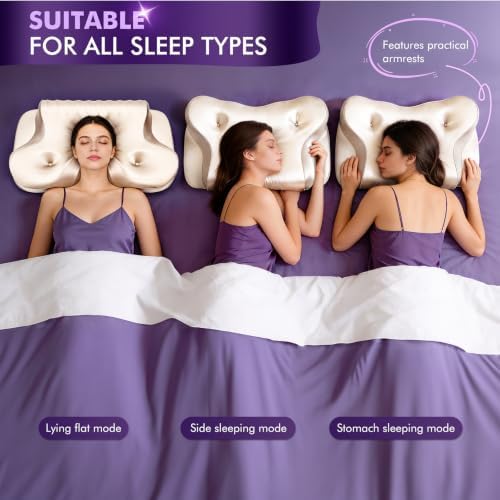 Dayme Orthopedic Memory Foam Pillows–Cooling Cervical Neck Pillow,Champagne
