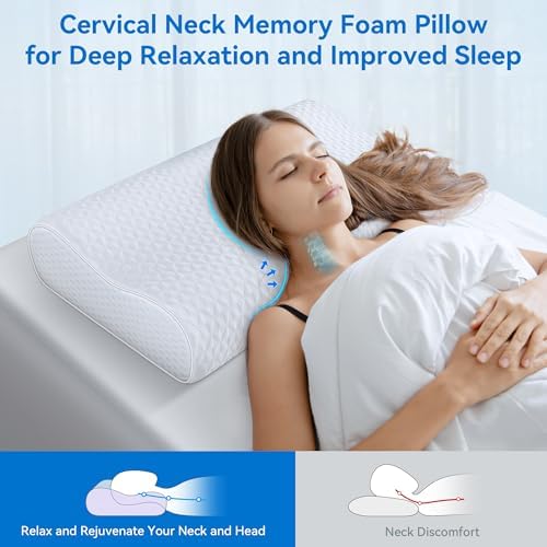 Cervical Neck Pillow King Size - Cooling Adjustable Sandwich Dynamic Memory Foam Pillows for Sleeping, Contour Pillow Ergonomic Orthopedic for Side, Back & Stomach Sleepers Soft, White